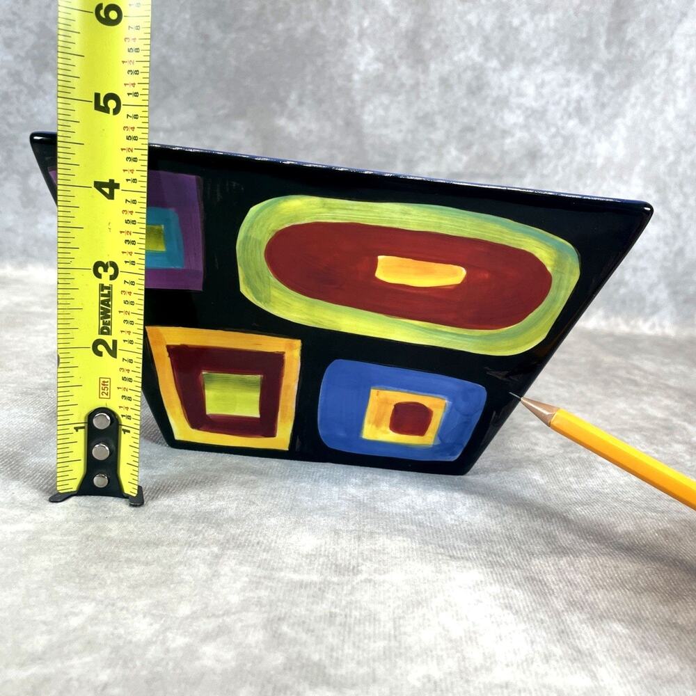 Modern Mary Naylor Designs Large Square Bowl Abstract Geometric 8 x 4.75 in Rare - Picture 7 of 8